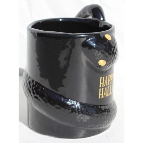New Black & Gold Snake Happy Halloween Spooky Ceramic Coffee Mug CUP - Picture 2 of 4